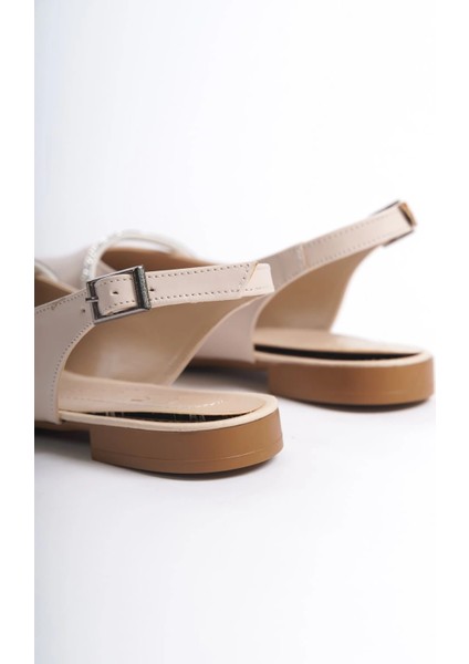 Allıson Tokalı Ortopedik Rahat Taban Taş Detaylı Kadın Babet Ayakkabı Kt - Krem indirimleri