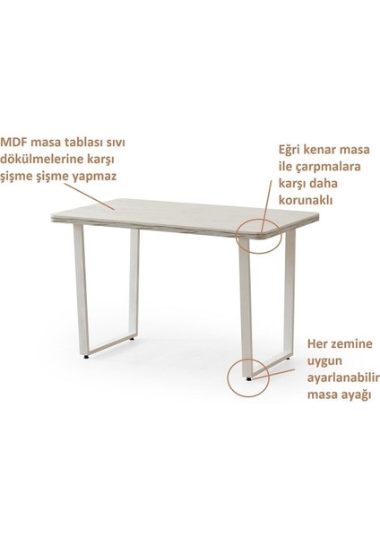 Relax Mdf Masa Sandalye Beyaz Keten Gri fırsatları