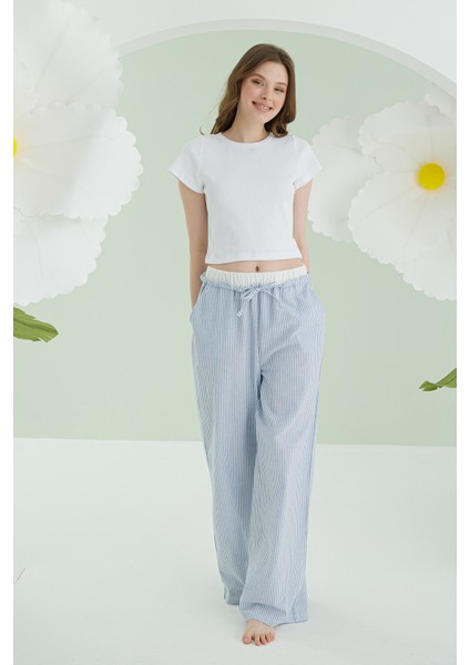 Mavi Crop Pijama Takım