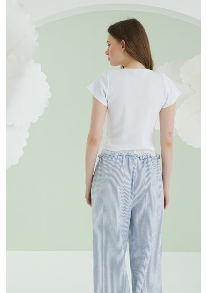 Mavi Crop Pijama Takım modelleri
