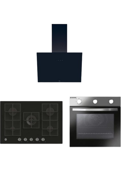 Faventa Ankastre Set ( HON602X-TN Inox + HVG74K3B 75 cm Siyah Ocak + HDG6C1GBTK Siyah)