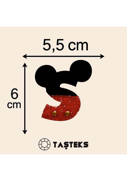Taşlı Ütülenebilen Veya Sticker Olarak Kullanılabilen ' Mickey S ' Harfi