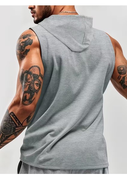 Erkek Kapüşonlu Atlet Pamuklu Kolsuz Sporcu T-Shirt fiyatları