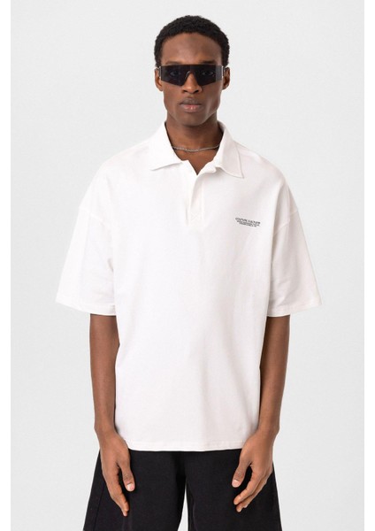 Polo Yaka Oversize Tişört Ekru modelleri