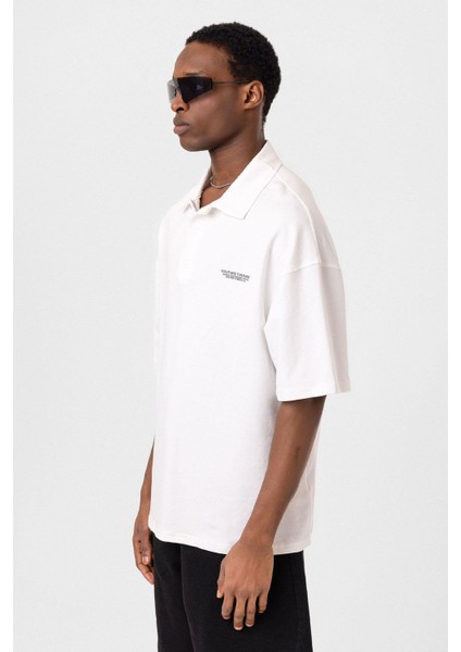 Polo Yaka Oversize Tişört Ekru fırsatları