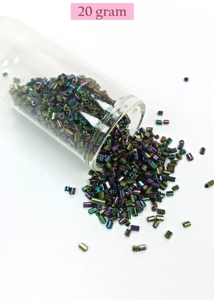 Kesme Cam Boncuk 2mm - 20 Gram - Parlak Alacalı -BNC304
