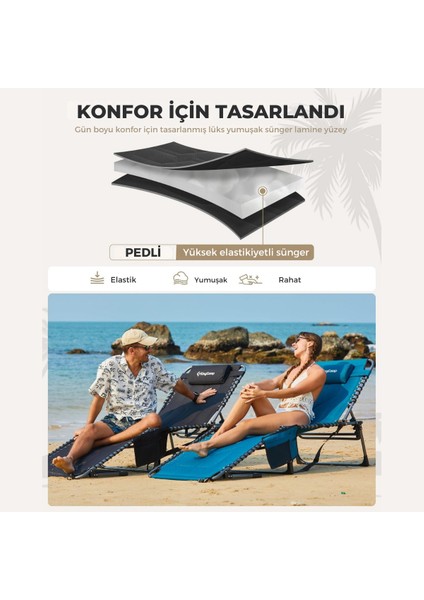 Kingcamp Magnolia B20 Premium 7 Kademeli Katlanır Dolgulu Şezlong Black indirimleri