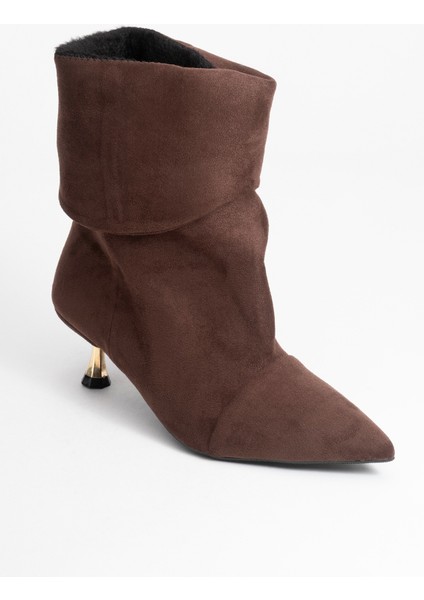 Steın Kahverengi Süet Sivri Burunlu Körüklü Kadın Kısa Çizme fırsatları