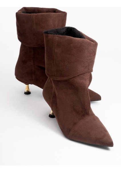 Steın Kahverengi Süet Sivri Burunlu Körüklü Kadın Kısa Çizme indirimleri