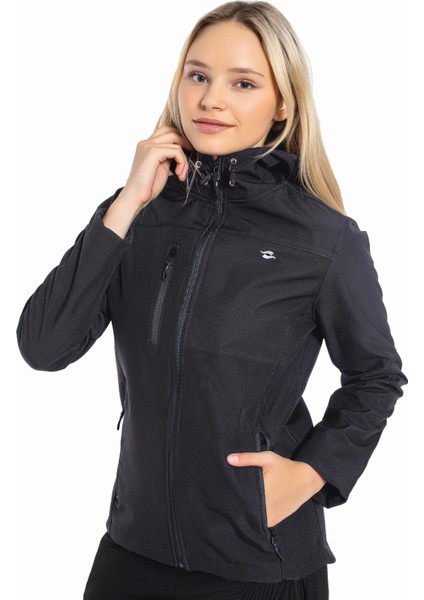 Antrasit Kadın Su Geçirmez Softshell Outdoor Mont / Ceket - 5037-06