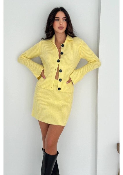 Fitilli Örgü Takım: Triko Hırka & Mini Etek Ikili Set 8009 fiyatları