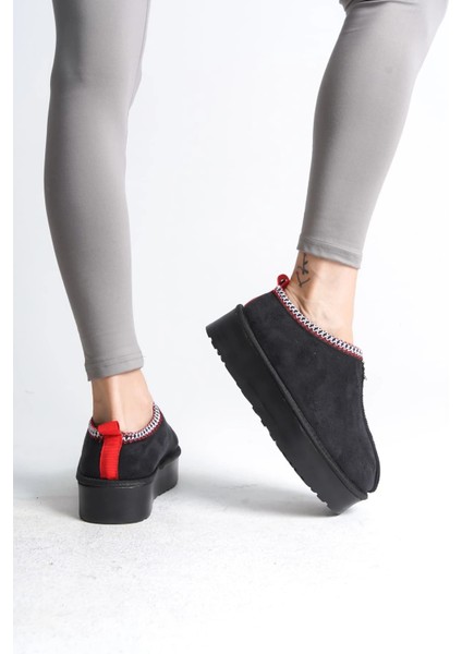 Leıla Bağcıksız Düz ve Kalın Taban Içi Kürklü Kısa Süet Kadın Bot St - Siyah fırsatları