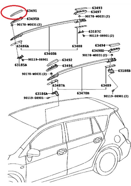 Toyota Verso Tavan Port Bagaj Ayak Kapagı On Sag