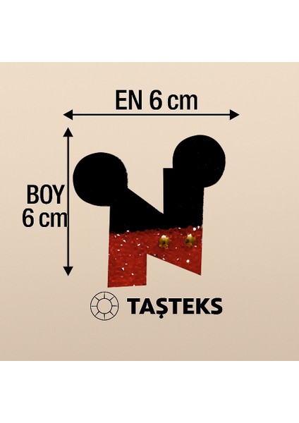 Taşlı Ütülenebilen Veya Sticker Olarak Kullanılabilen ' Mickey N ' Harfi