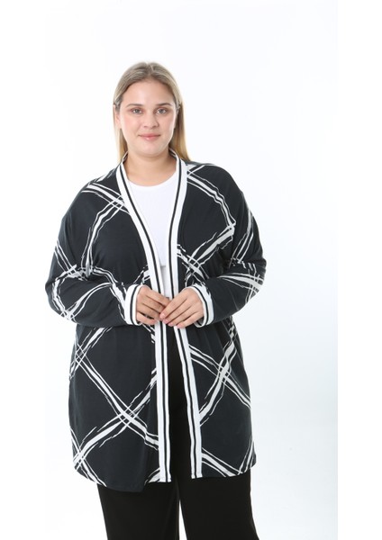 Kadın Likralı Desenli Büyük Beden Hırka fırsatları