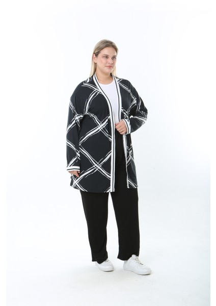 Kadın Likralı Desenli Büyük Beden Hırka indirimleri