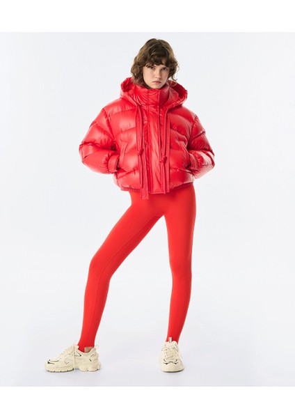 Parlak Dokulu Puffer Mont TW6250012227034