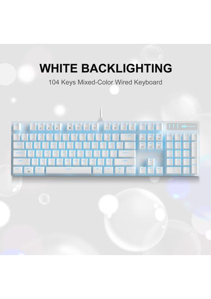 Mk-Storm 104 Tuş Blue Switch Kablolu Türkçe Q Beyaz Gaming Klavye