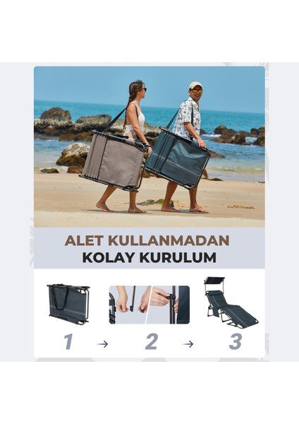 Kingcamp Magnolia B10 Plus Hands-Free Premium 7 Kademeli Katlanır Şezlong Blue/grey