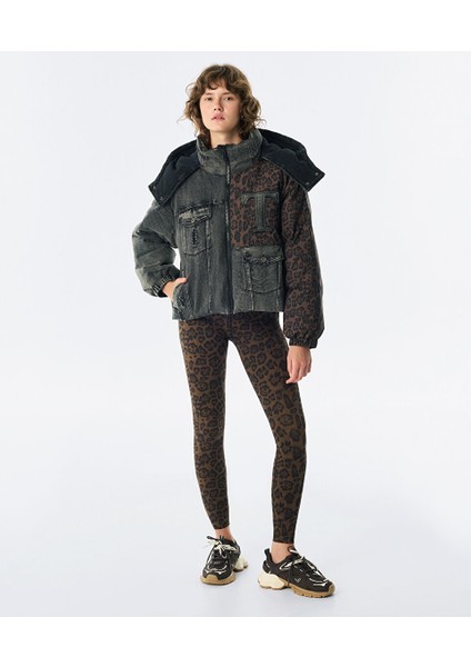 Leopar Desen Mıx Denim Mont TW6250012058036 fiyatları