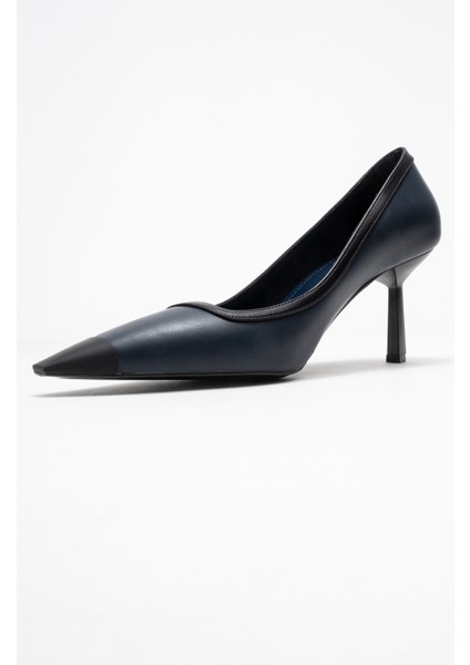 Rona Lacivert Cilt Mat Burunlu Kadın Topuklu Ayakkabı fırsatları