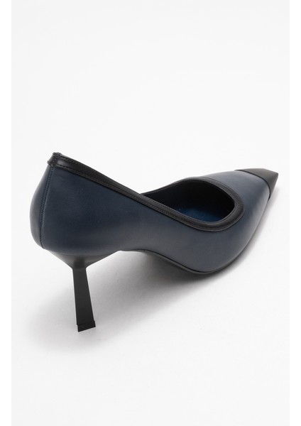 Rona Lacivert Cilt Mat Burunlu Kadın Topuklu Ayakkabı indirimleri