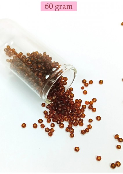 Dökme Cam Kum Boncuk (8/0) 3 mm - 60 Gram - Şeffaf Koyu Kahve - BNC200