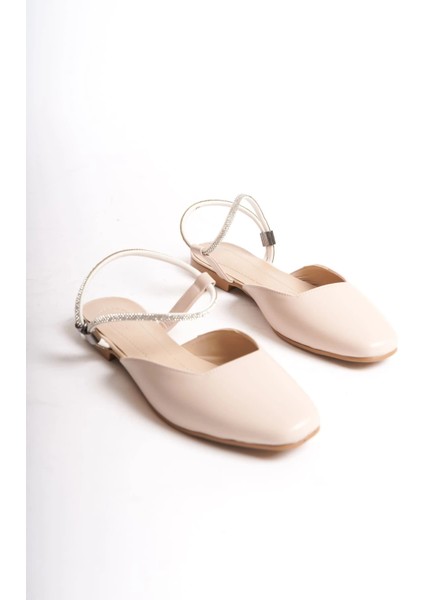 Carolıne Lastikli Ortopedik Rahat Taban Bilekten Taş Detaylı Kadın Babet Ayakkabı Kt - Krem fırsatları