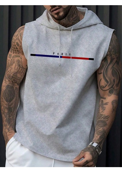 Erkek Spor Gym Sadece Atlet Baskılı Pamuklu