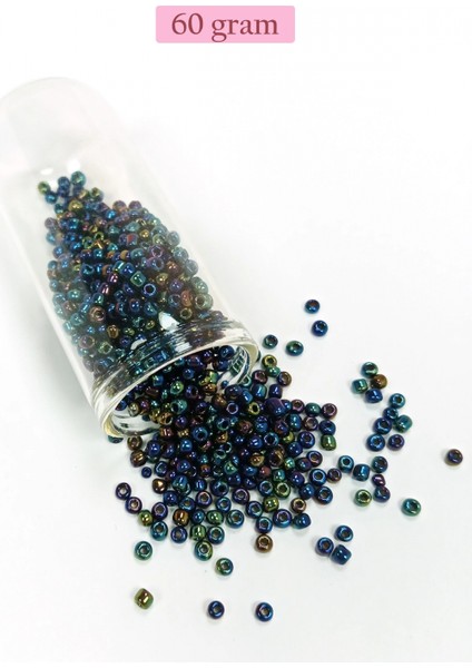Dökme Cam Kum Boncuk (8/0) 3 mm - 60 Gram - Lacivert Yeşil - BNC210