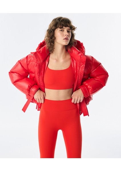 Parlak Dokulu Puffer Mont TW6250012227034