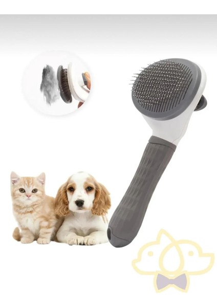 Otomatik Temizlenen Tuşlu Basmalı Telli Kedi Köpek Tarak Tüy Toplama Tarağı Tarama Bakım Fırçası