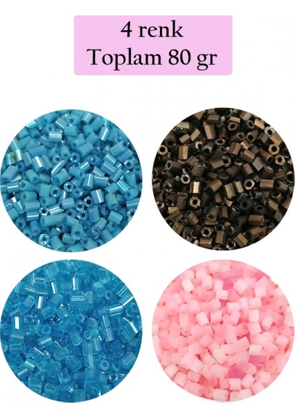 Kesme Cam Boncuk 2mm - 4 Renk - Toplam 80 Gram - BNC446