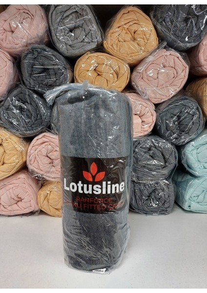 Ranforce Fitted Lastikli Battal Çift Kişilik Çarşaf Seti (180X200+30)-KOYU Gri