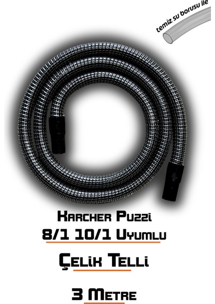 Karcher Puzzi 8/1 10/1 Koltuk Yıkama Makinelerine Uyumlu Çelik Telli Vakum Hortumu fiyatları