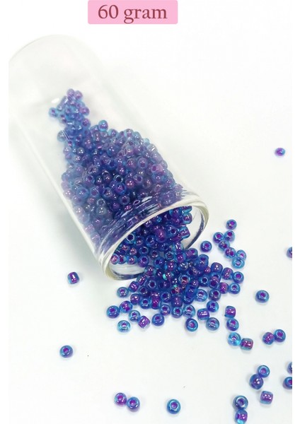 Dökme Cam Kum Boncuk (8/0) 3 mm - 60 Gram - Şeffaf Mavi - BNC190