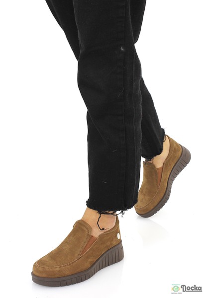 Kadın Ortopedik Hakiki Deri Bağcıksız Kışlık Spor Tarz Ayakkabı M26/KA3560