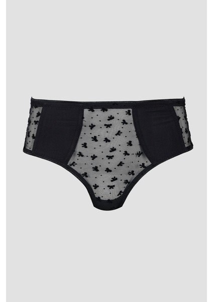 Siyah Bow Yüksek Bel Slip Külot