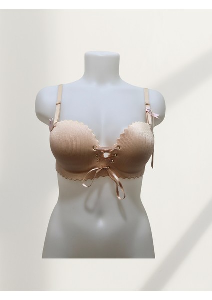 Lazer Kesim Dikişsiz Sütyen – Ip Detaylı & Önden Bağlamalı- B cup fiyatları