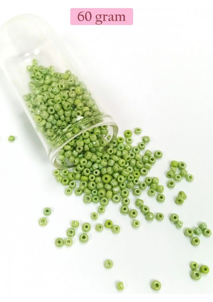 Dökme Cam Kum Boncuk (8/0) 3 mm - 60 Gram - Çimen Yeşili - BNC193