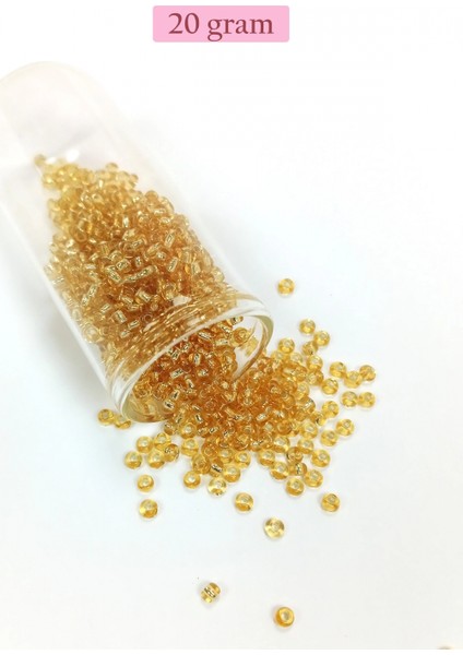 Dökme Cam Kum Boncuk (8/0) 3 mm - 20 Gram - Şeffaf Koyu Sarı - BNC176