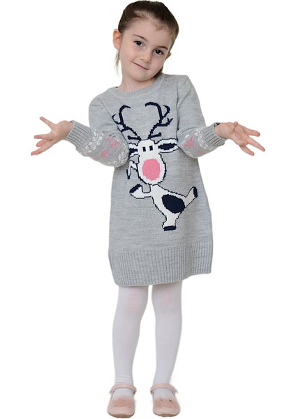 Kız Çocuk Kışlık Elbise Geyik Desenli indirimleri