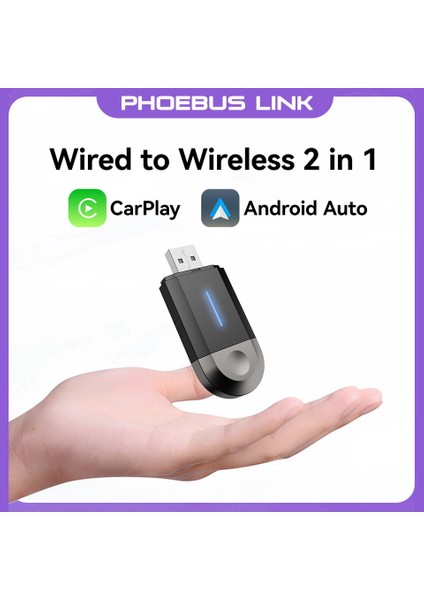 Kablosuz Carplay & Android Auto Adaptörü 2si1 Arada Tak Çalıştır Mini Wifi Bluetooth Hızlı Bağlantı Kaliteli USB Montajsız Car Play fırsatları