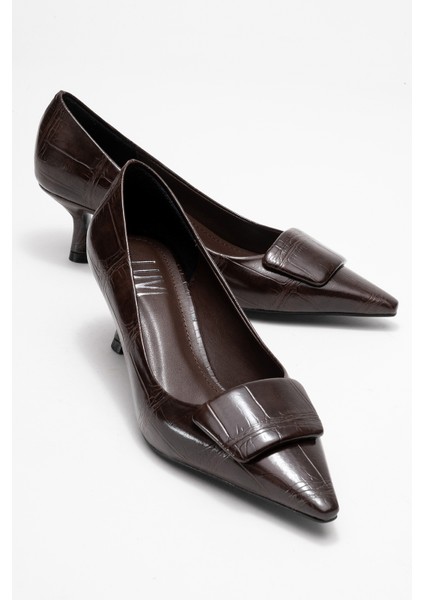 Marcıa Kahverengi Baskı Tokalı Kadın Topuklu Ayakkabı