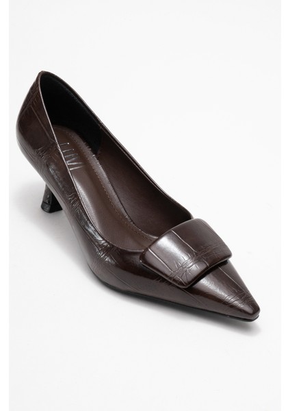 Marcıa Kahverengi Baskı Tokalı Kadın Topuklu Ayakkabı modelleri