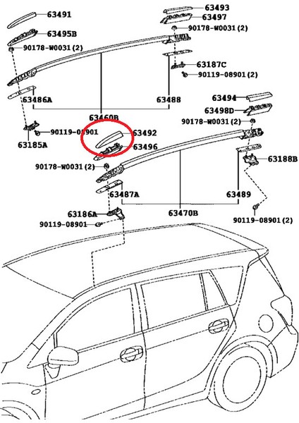 Toyota Verso Tavan Port Bagaj Ayak Kapagı On Sol