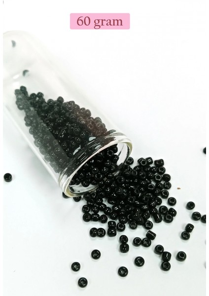 Dökme Cam Kum Boncuk (8/0) 3 mm - 60 Gram - Parlak Siyah - BNC211