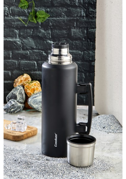 1.5 Litre Çift Katlı Çelik Termos-24 Saat Sıcak, 48 Saat Soğuk, Kulplu (Kamp, Piknik, Ofis, Seyahat) indirimleri