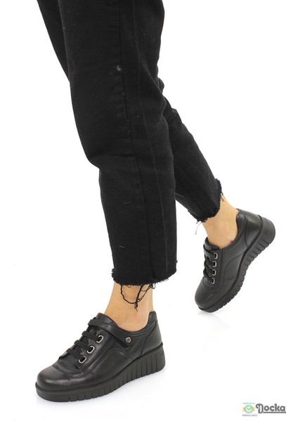 Kadın Ortopedik Hakiki Deri Dolgu Topuk Günlük Cırtlı Ayakkabı M26/KA3540