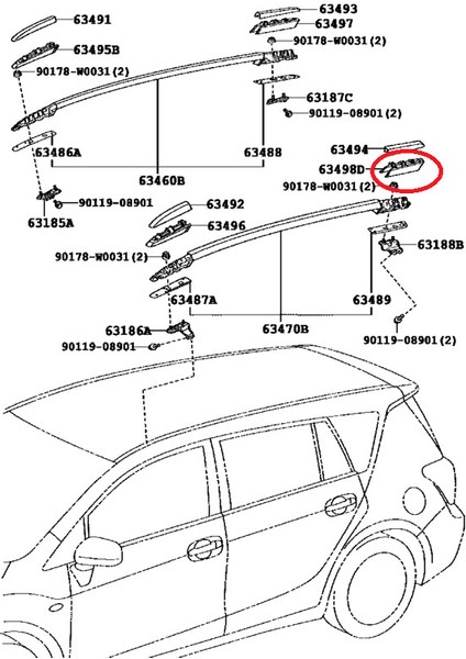 Toyota Verso Tavan Port Bagaj Ayak Kapak Destegı Arka Sol
